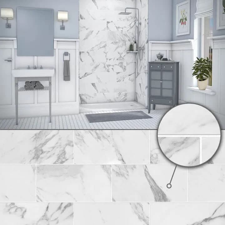 Calacatta White shower wall color – Jacob Showers and Baths St. Louis