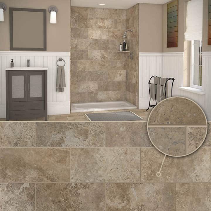 Mocha Travertine 10x20 – Jacob Showers and Baths St. Louis remodel