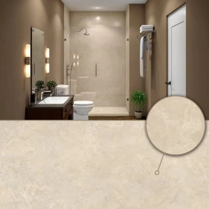 Creme Travertine shower wall color – Jacob Showers and Baths St. Louis