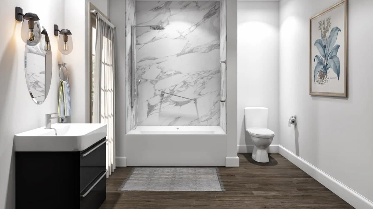 Calcutta White Tub Alcove — Jacob Showers and Baths St. Louis